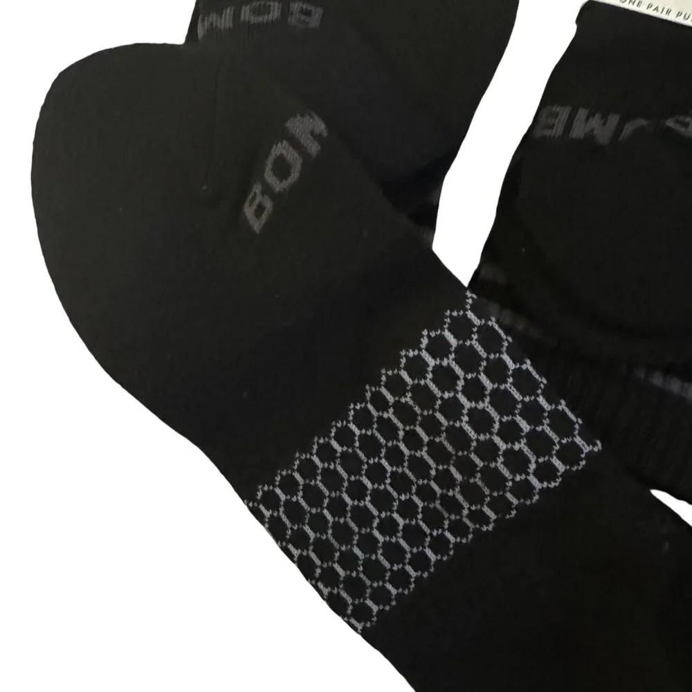 Bombas‎ Calf Socks mens sz XL solid black Honeycomb cushion antimicrobial 10X
